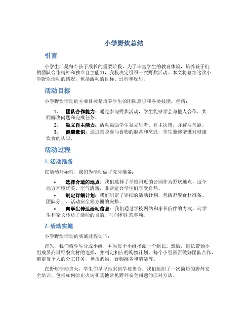 小学野炊总结