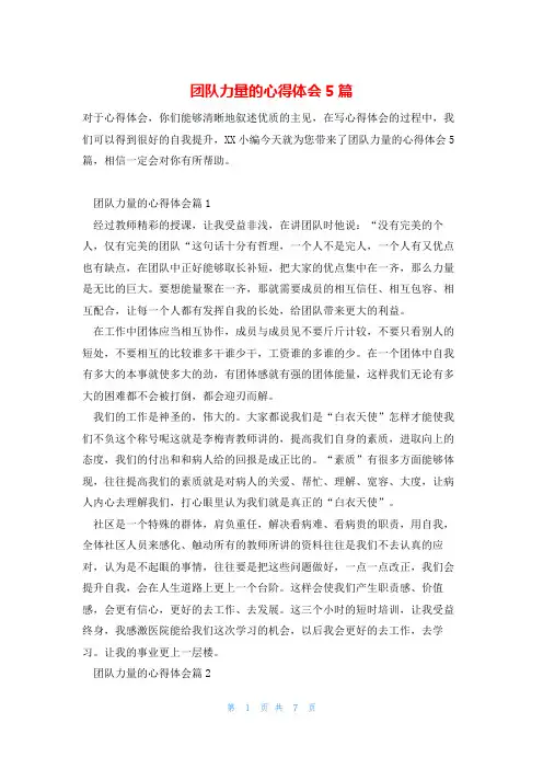 团队力量的心得体会5篇