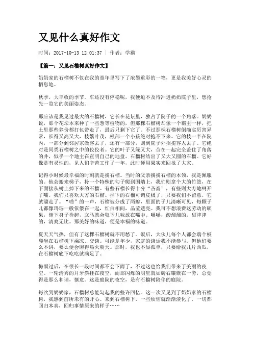 又见什么真好作文
