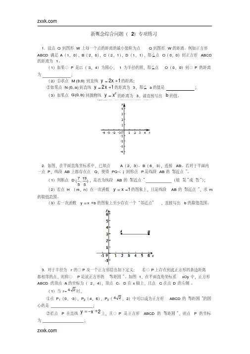 人教版数学中考复习《新概念综合问题》专项练习2含答案