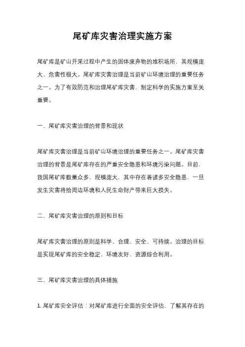 尾矿库灾害治理实施方案