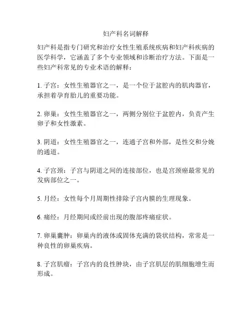 妇产科名词解释