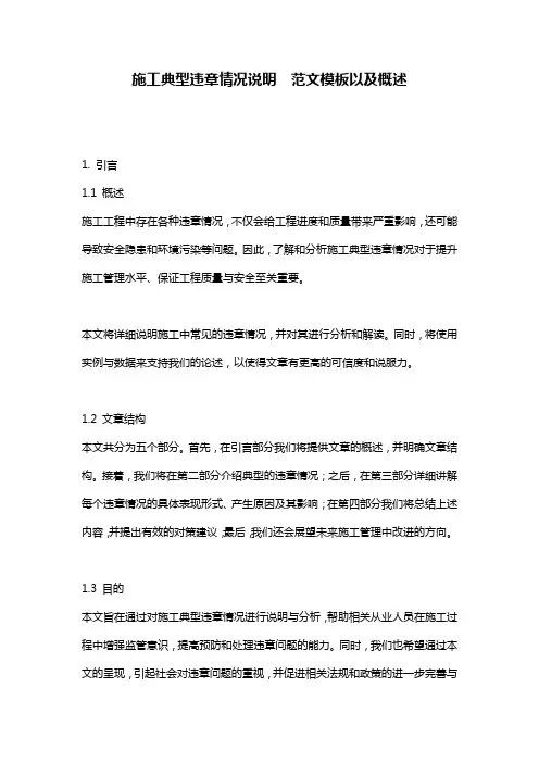 施工典型违章情况说明__范文模板以及概述