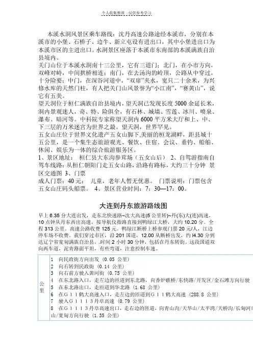 本溪水洞风景区乘车路线