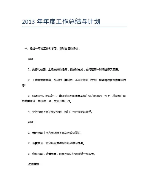 2013年年度工作总结与计划