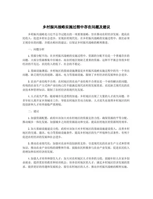 乡村振兴战略实施过程中存在问题及建议