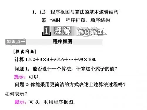 高一数学人教A版必修三第一章  1.1  1.1.2  第一课时 程序框图、顺序结构