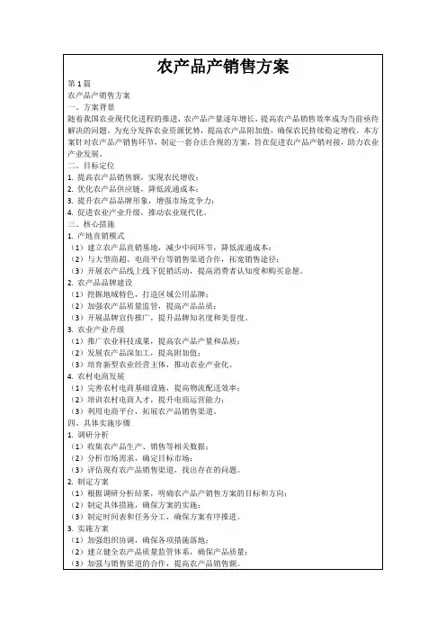农产品产销售方案