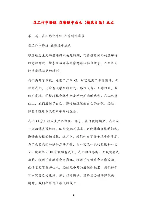 在工作中磨练 在磨练中成长(精选5篇)正文