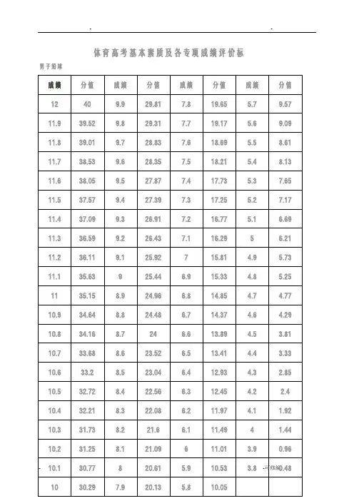 河南体育高考评分标准