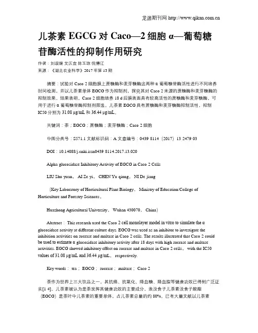 儿茶素EGCG对Caco—2细胞α—葡萄糖苷酶活性的抑制作用研究