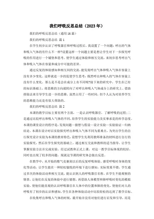 我们呼吸反思总结(2023年)