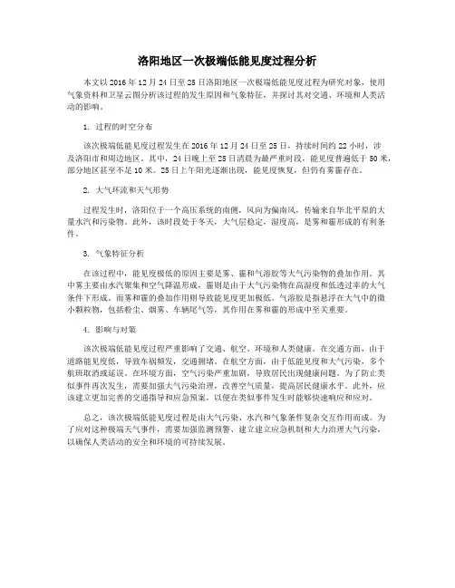 洛阳地区一次极端低能见度过程分析