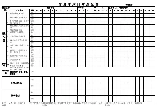 普通车床点检表