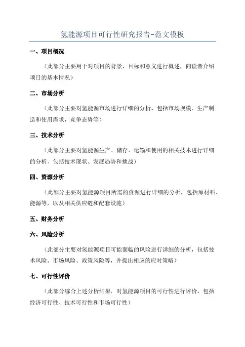 氢能源项目可行性研究报告-范文模板
