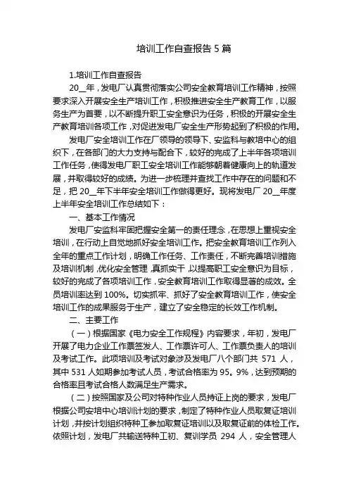 培训工作自查报告5篇