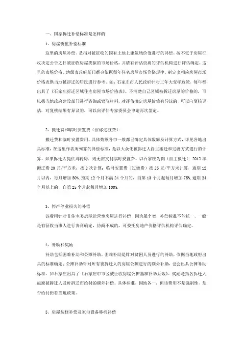 国家拆迁补偿标准是怎样的