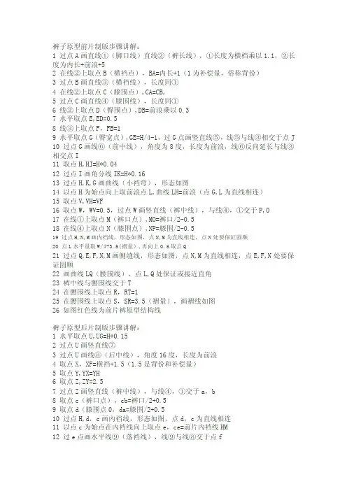裤子原型前片制版步骤讲解