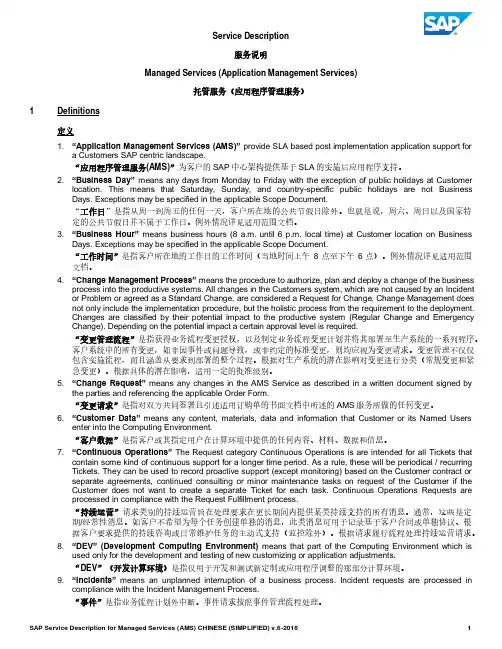 SAP 托管服务（应用程序管理服务）说明书
