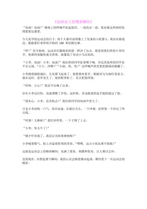 《运动会上的精彩瞬间》