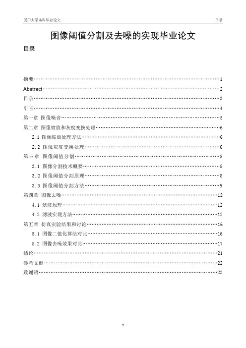 图像阈值分割及去噪的实现毕业论文