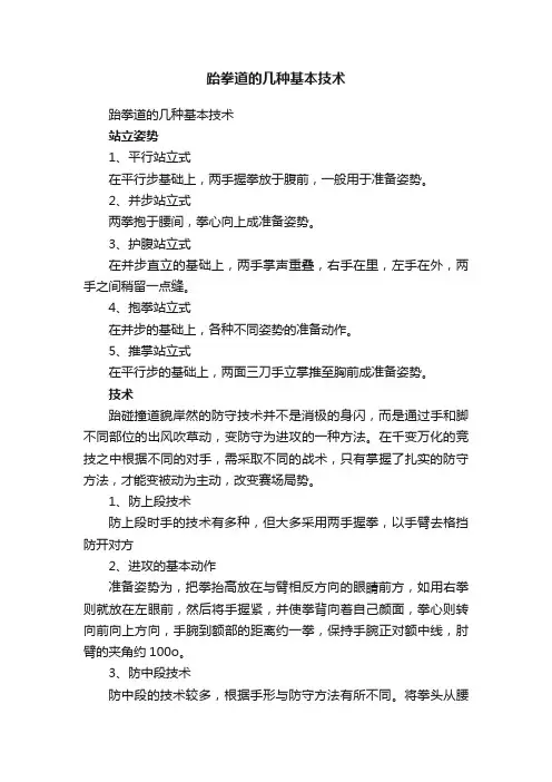 跆拳道的几种基本技术