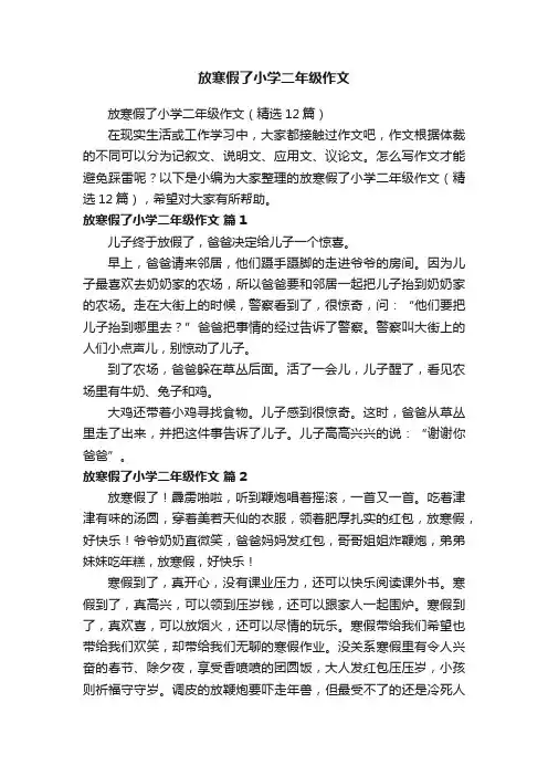 放寒假了小学二年级作文（精选12篇）