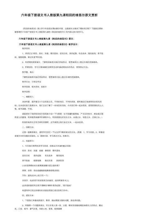 六年级下册语文书人教版第九课和田的维吾尔原文赏析