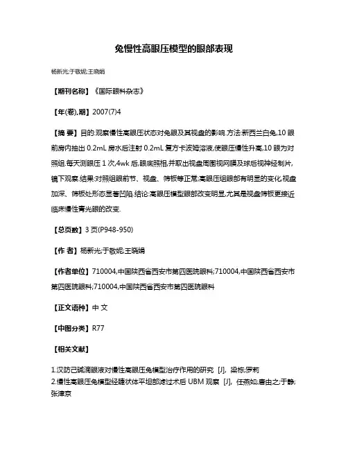 兔慢性高眼压模型的眼部表现