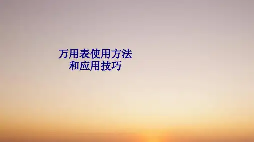 万用表使用方法和应用技巧专题培训课件
