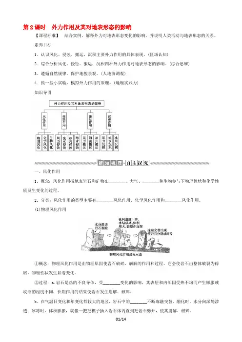 新教材高中地理地表形态的变化.2外力作用及其对地表形态的影响学案中图版选择性必修一