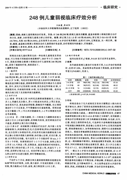 248例儿童弱视临床疗效分析