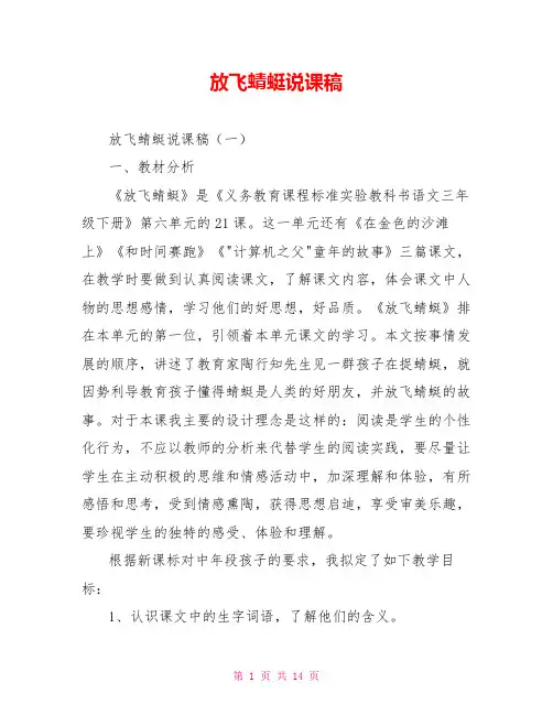 放飞蜻蜓说课稿