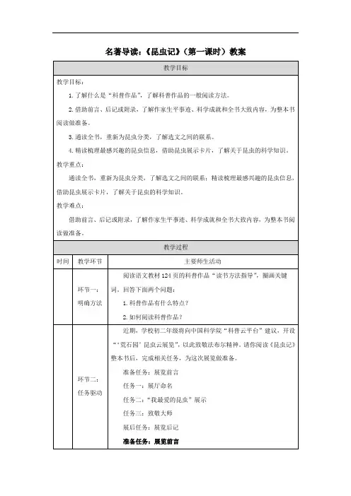 名著导读：《昆虫记》(第一课时)教案