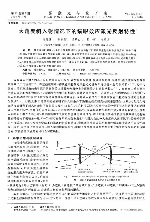 大角度斜入射情况下的猫眼效应激光反射特性