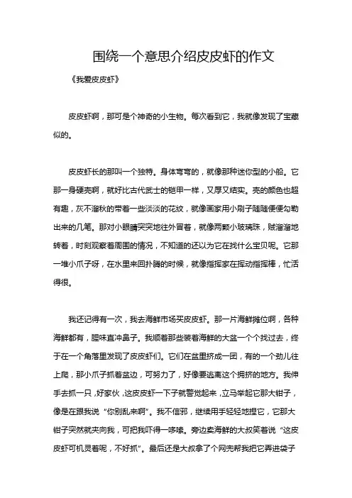 围绕一个意思介绍皮皮虾的作文