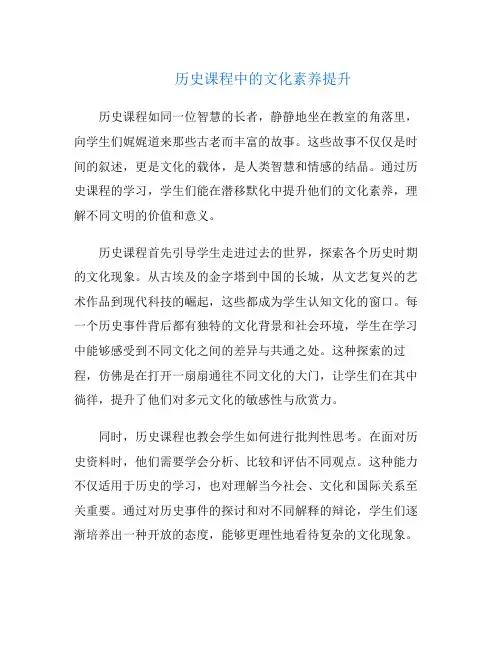 历史课程中的文化素养提升
