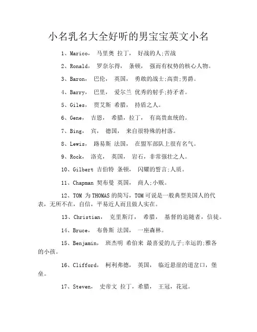 小名乳名大全好听的男宝宝英文小名