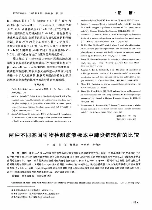 两种不同基因引物检测痰液标本中肺炎链球菌的比较
