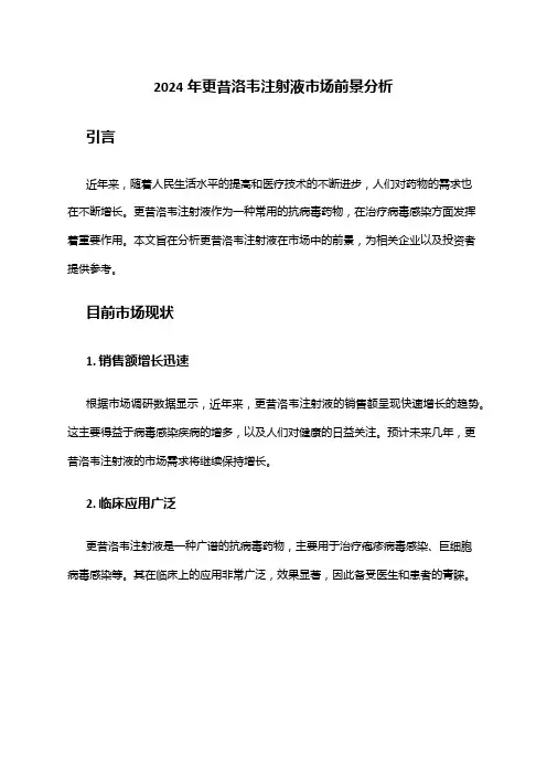 2024年更昔洛韦注射液市场前景分析