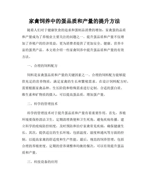 家禽饲养中的蛋品质和产量的提升方法