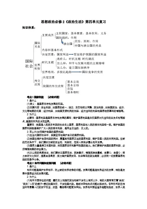 思想政治必修2第四单元复习
