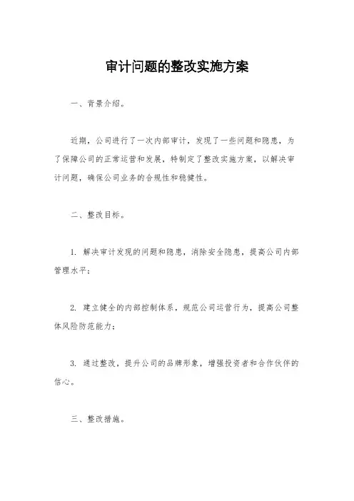 审计问题的整改实施方案
