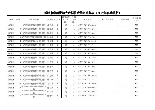 武汉市学前大数据核查信息采集表(2018秋-2019春)1