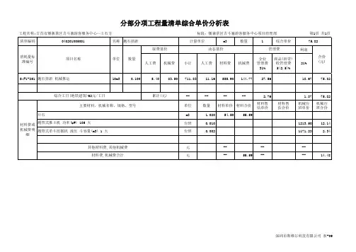 抛石挤淤综合单价分析表