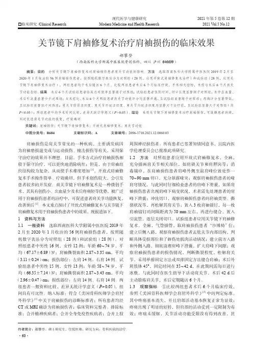 关节镜下肩袖修复术治疗肩袖损伤的临床效果
