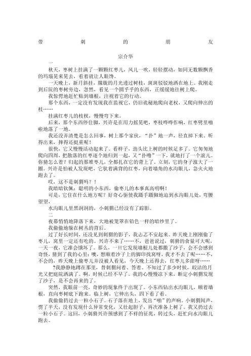 带刺的朋友原文宗介华