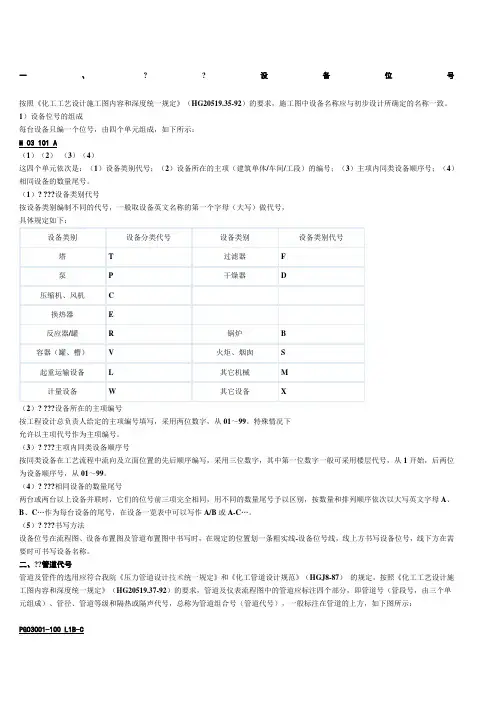 化工工艺图纸标识代号