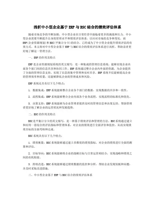 浅析中小型企业基于ERP与BSC结合的绩效评估体系