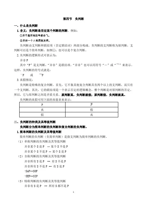 形式逻辑 第四章第五节  负判断